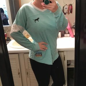 VS PINK mint green V-crew neck sweatshirt 💚